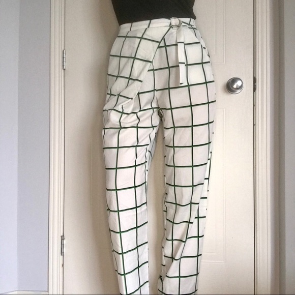 Runaway Australia Grid Print Wrap Pants High Waisted Trousers Size 10/M - Picture 3 of 11